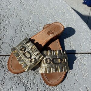 Kate Spade Gold Leather Women Sandals